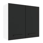 Armário Aéreo Madesa Agata 70 cm 2 Portas Branco/Preto