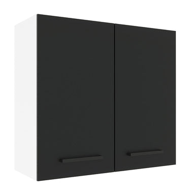 Armário Aéreo Madesa Agata 70 cm 2 Portas Branco/Preto