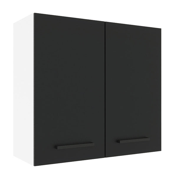 Armário Aéreo Madesa Agata 70 cm 2 Portas Branco/Preto