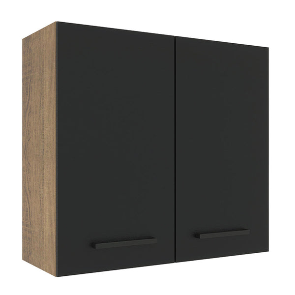 Armário Aéreo Madesa Agata 70 cm 2 Portas Rustic/Preto