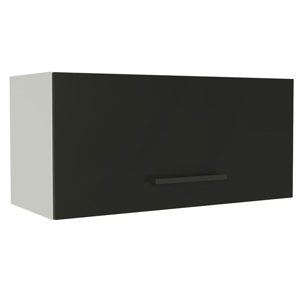 Armário Aéreo de Cozinha Madesa Agata 70 cm 1 Porta Basculante Branco/Preto
