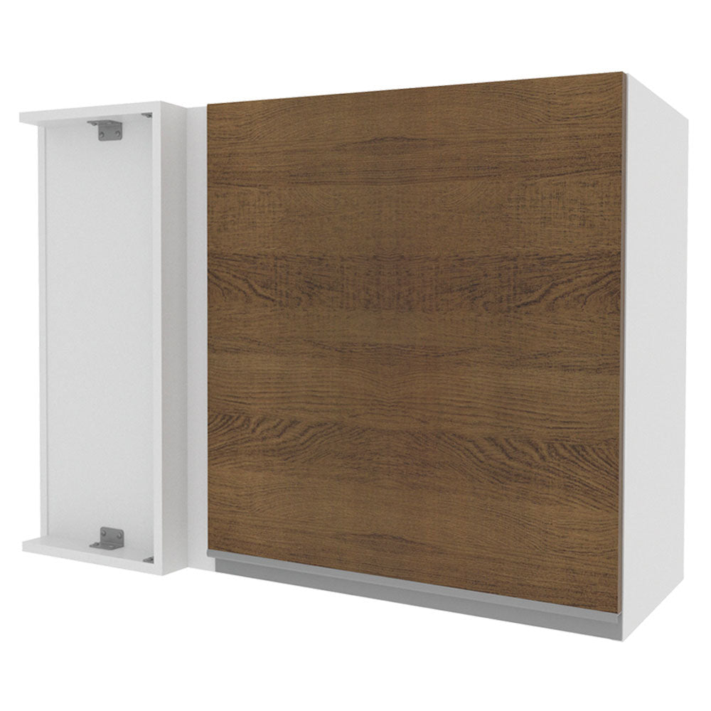 Armário Aéreo de Canto Madesa Acordes 100% MDF 1 Porta Branco/Rustic