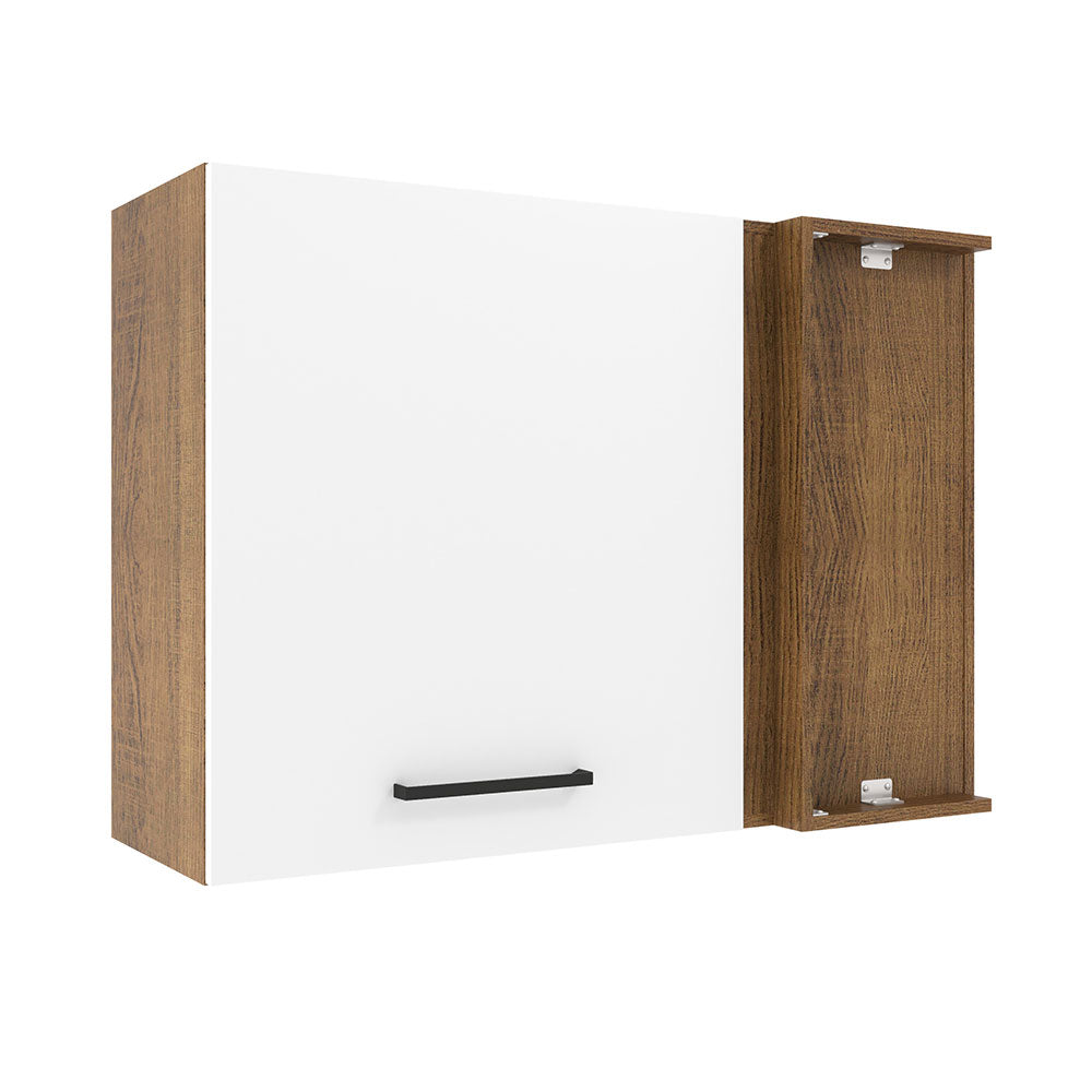 Armário Aéreo de Canto Madesa Agata 1 Porta Rustic/Branco