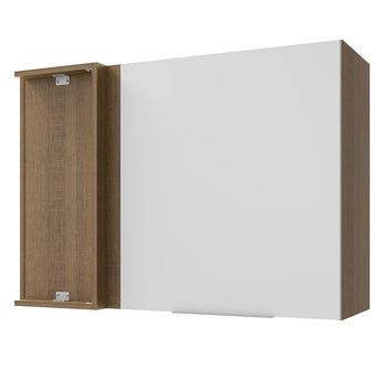 Armário Aéreo de Canto Madesa Stella 1 Porta Rustic/Branco