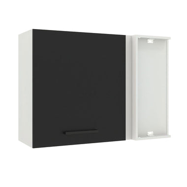 Armário Aéreo de Canto Madesa Agata 1 Porta Branco/Preto