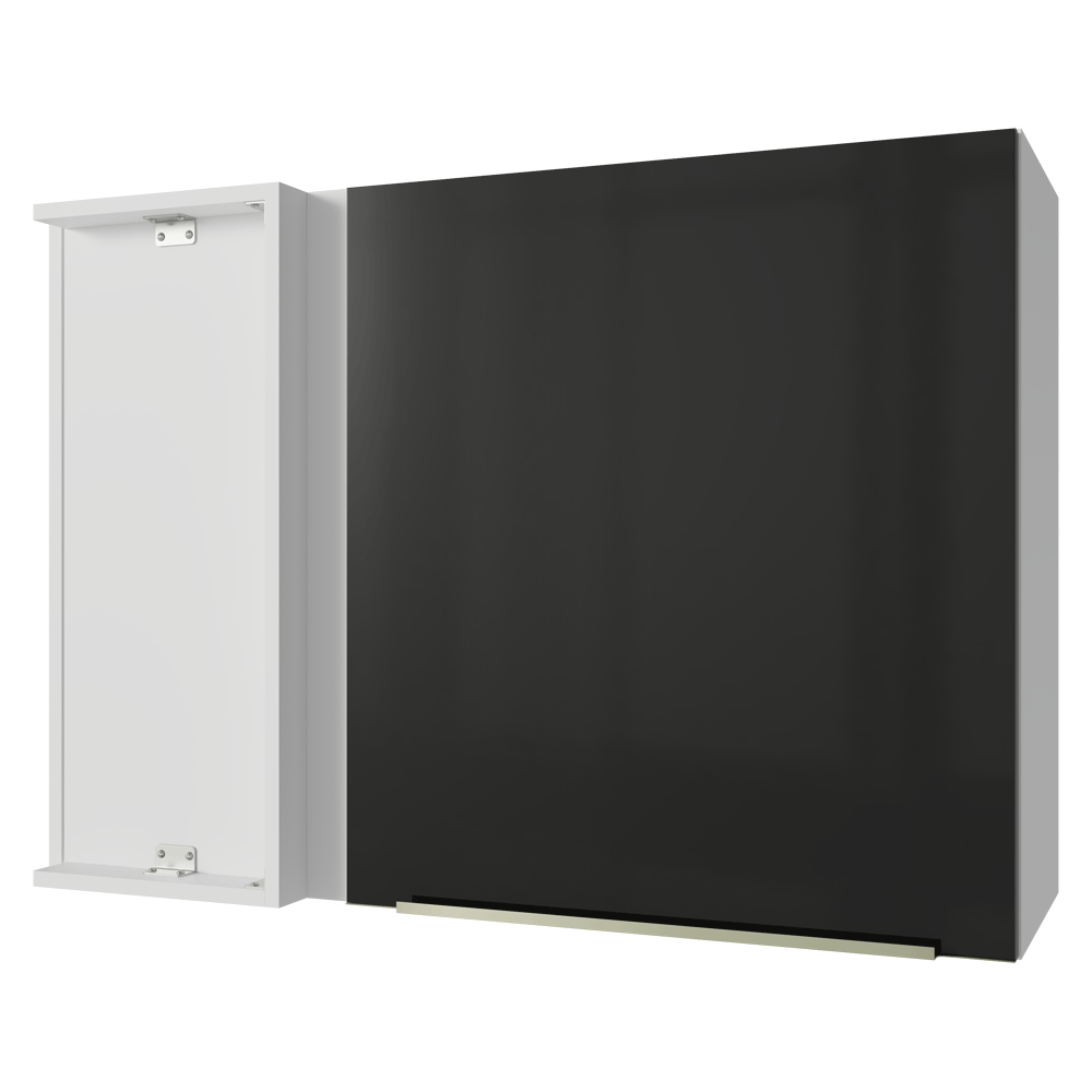 Armário Aéreo de Canto 1 Porta Branco/Preto Lux Madesa