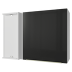 Armário Aéreo de Canto 1 Porta Branco/Preto Lux Madesa