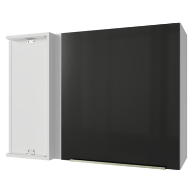 Armário Aéreo de Canto 1 Porta Branco/Preto Lux Madesa