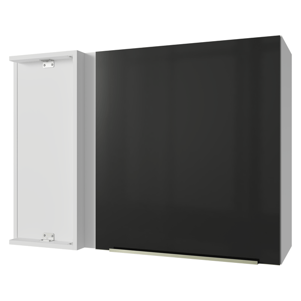 Armário Aéreo de Canto 1 Porta Branco/Preto Lux Madesa