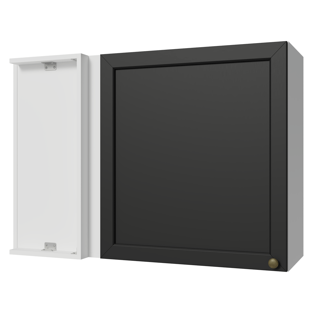 Armário Aéreo de Canto 1 Porta Branco/Preto Vik Madesa