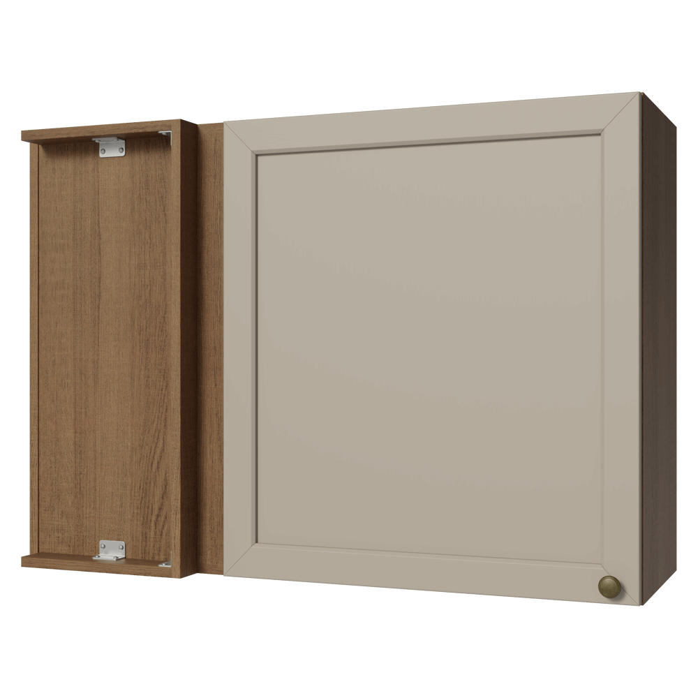Armário Aéreo de Canto 1 Porta Rustic/Crema Vik Madesa