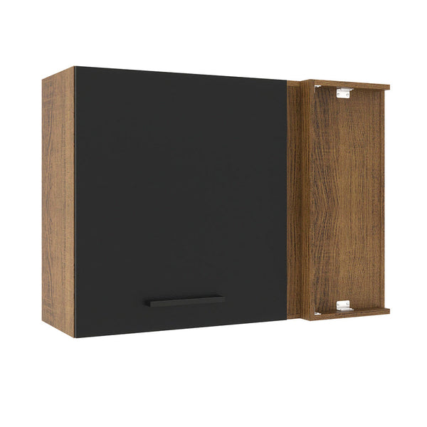Armário Aéreo de Canto Madesa Agata 1 Porta Rustic/Preto
