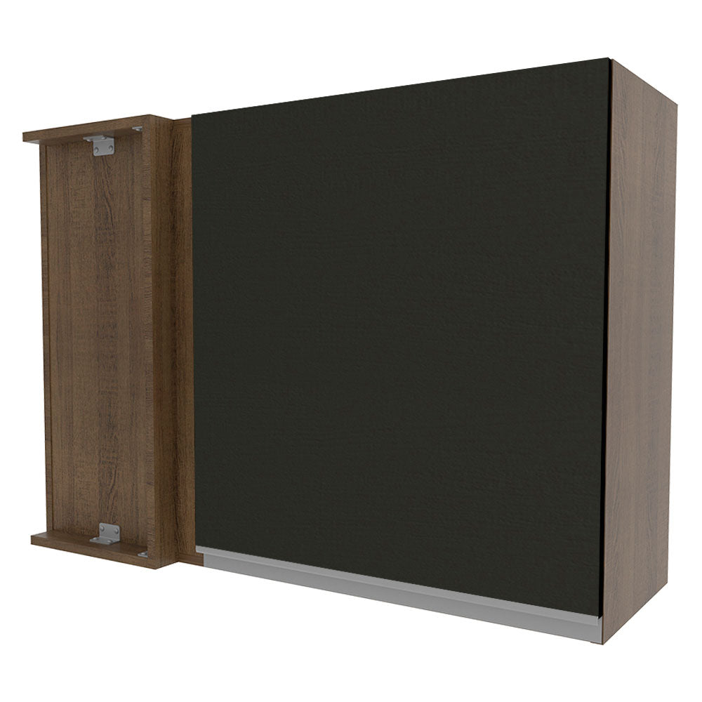 Armário Aéreo de Canto Madesa Glamy 1 Porta Rustic/Preto