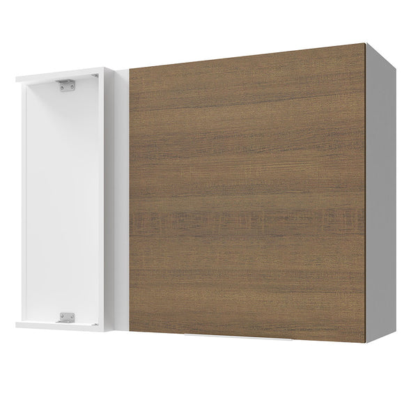 Armário Aéreo de Canto Madesa Stella 1 Porta Branco/Rustic
