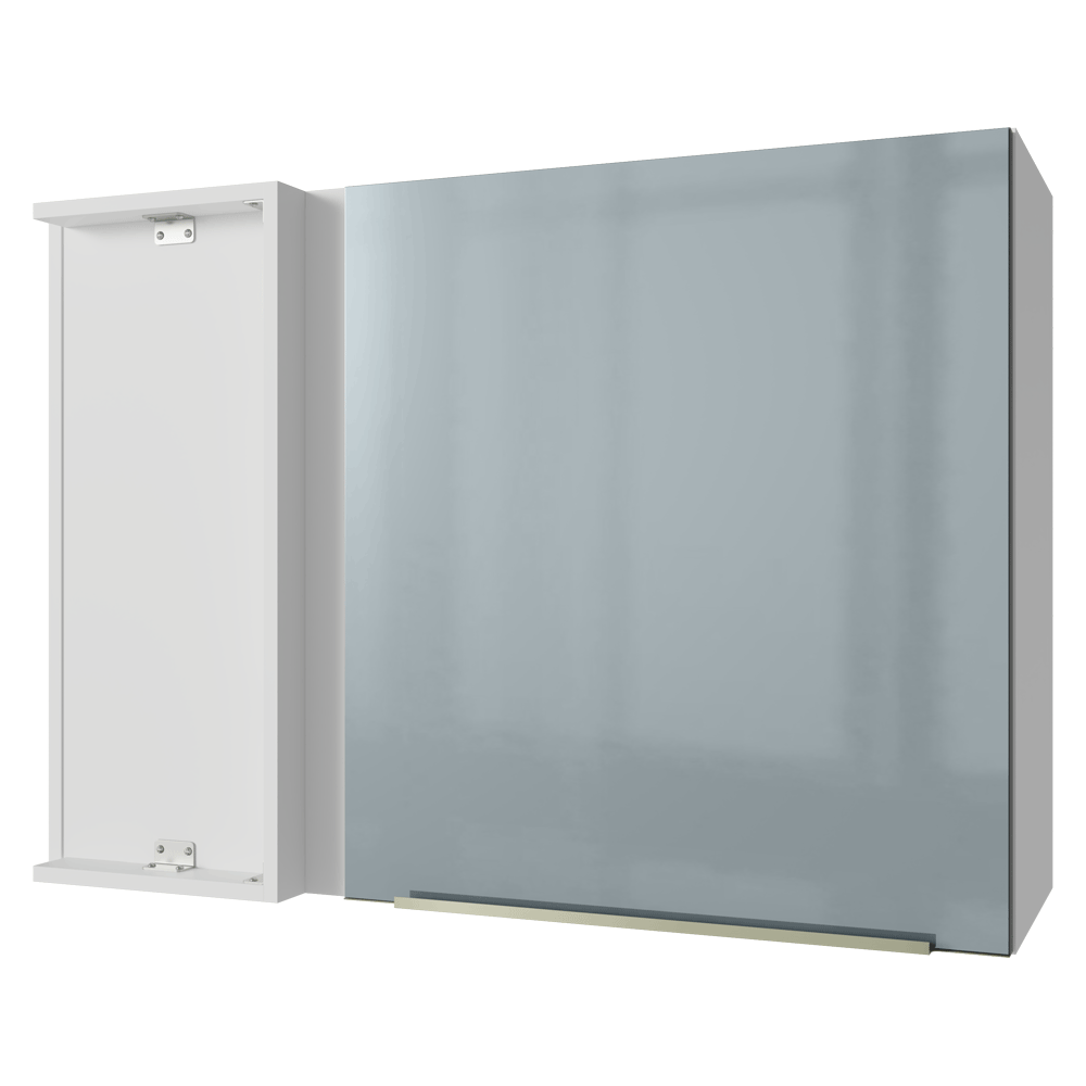 Armário Aéreo de Canto 1 Porta Branco/Cinza Lux Madesa