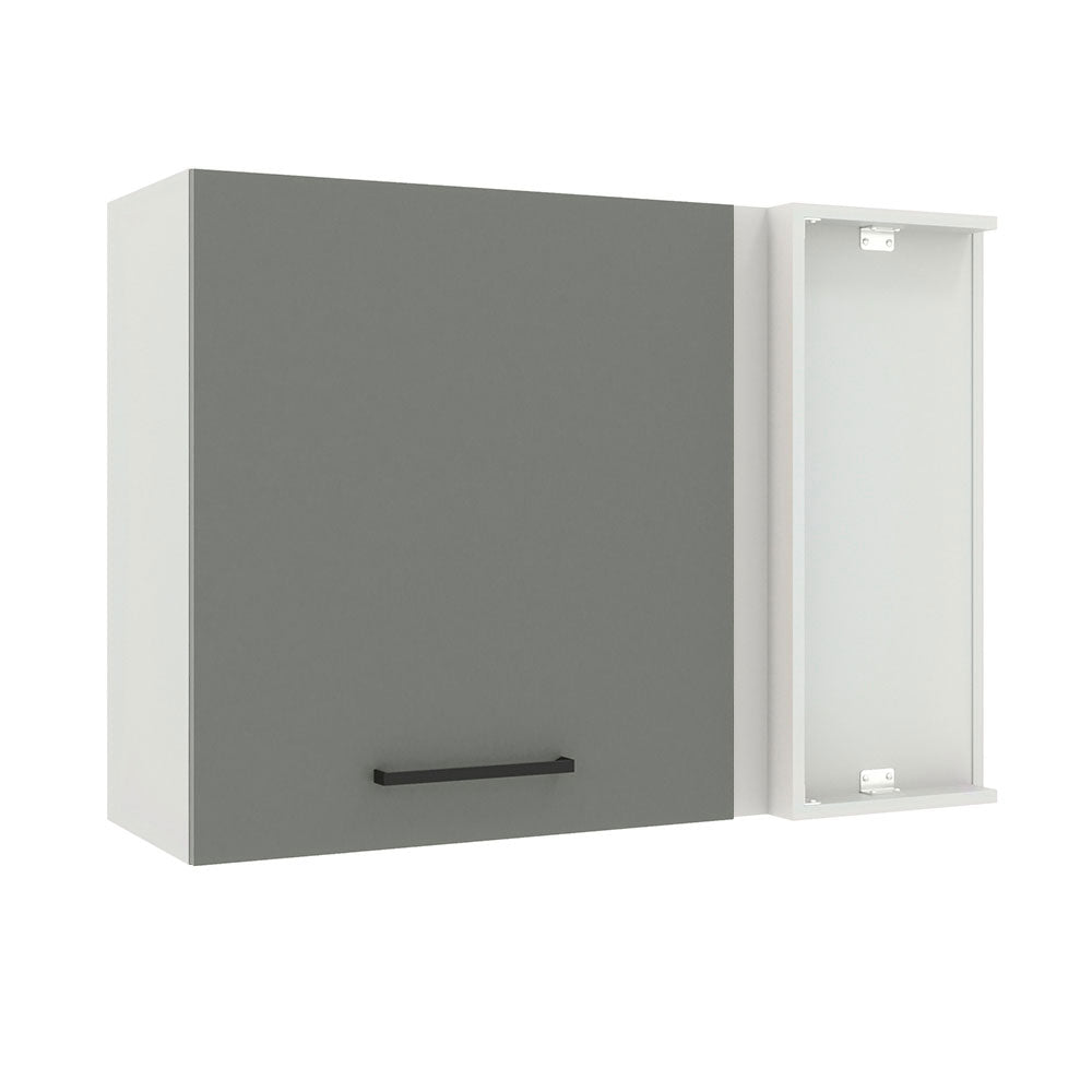 Armário Aéreo de Canto Madesa Agata 1 Porta Branco/Cinza