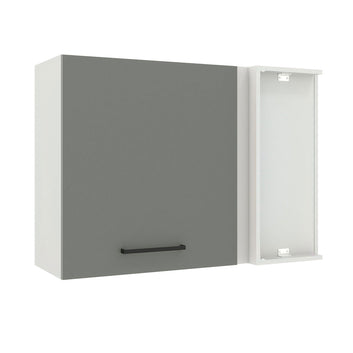 Armário Aéreo de Canto Madesa Agata 1 Porta Branco/Cinza