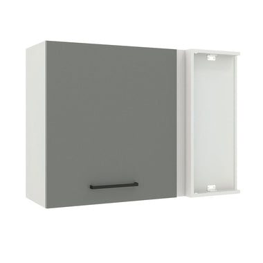 Armário Aéreo de Canto Madesa Agata 1 Porta Branco/Cinza