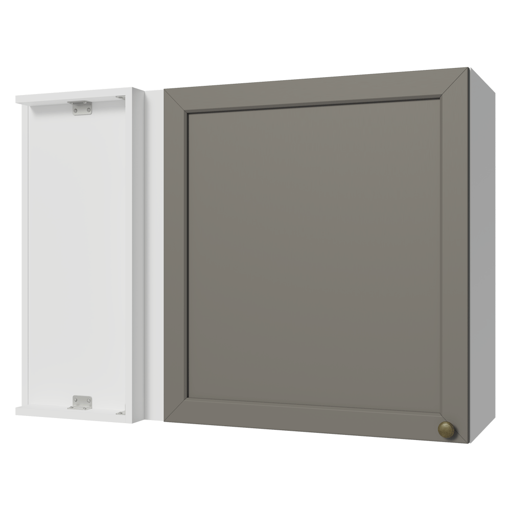 Armário Aéreo de Canto 1 Porta Branco/Cinza Vik Madesa