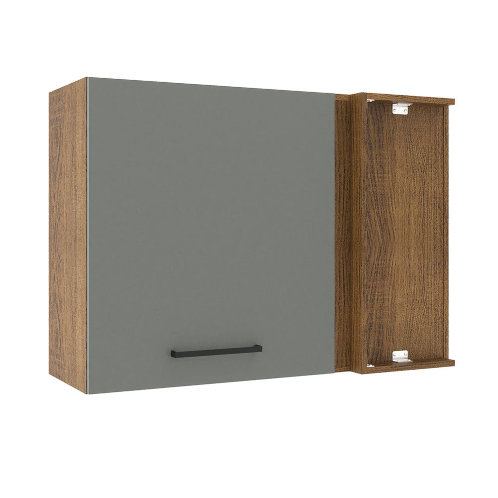 Armário Aéreo de Canto Madesa Agata 1 Porta Rustic/Cinza