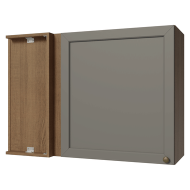 Armário Aéreo de Canto 1 Porta Rustic/Cinza Vik Madesa