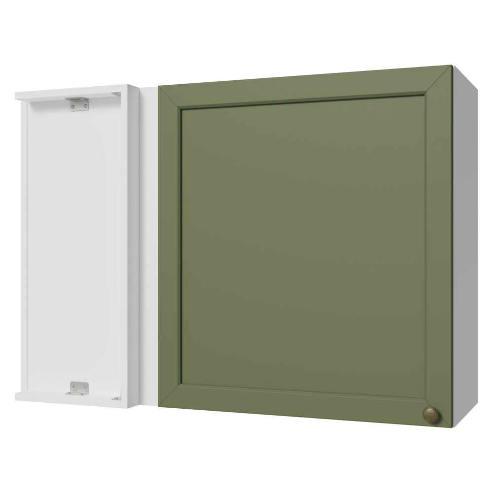 Armário Aéreo de Canto 1 Porta Branco/Verde Vik Madesa