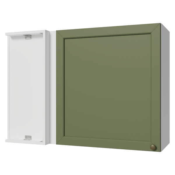 Armário Aéreo de Canto 1 Porta Branco/Verde Vik Madesa