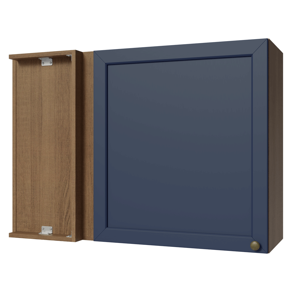 Armário Aéreo de Canto 1 Porta Rustic/Azul Vik Madesa