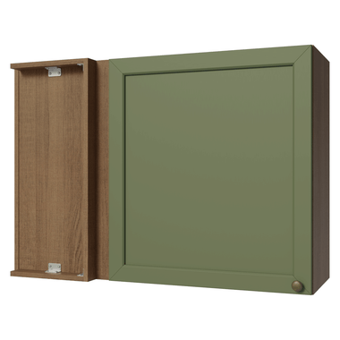 Armário Aéreo de Canto 1 Porta Rustic/Verde Vik Madesa