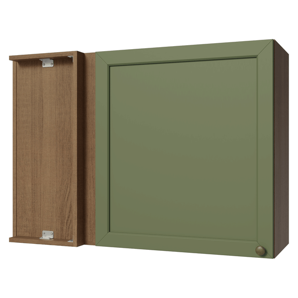 Armário Aéreo de Canto 1 Porta Rustic/Verde Vik Madesa