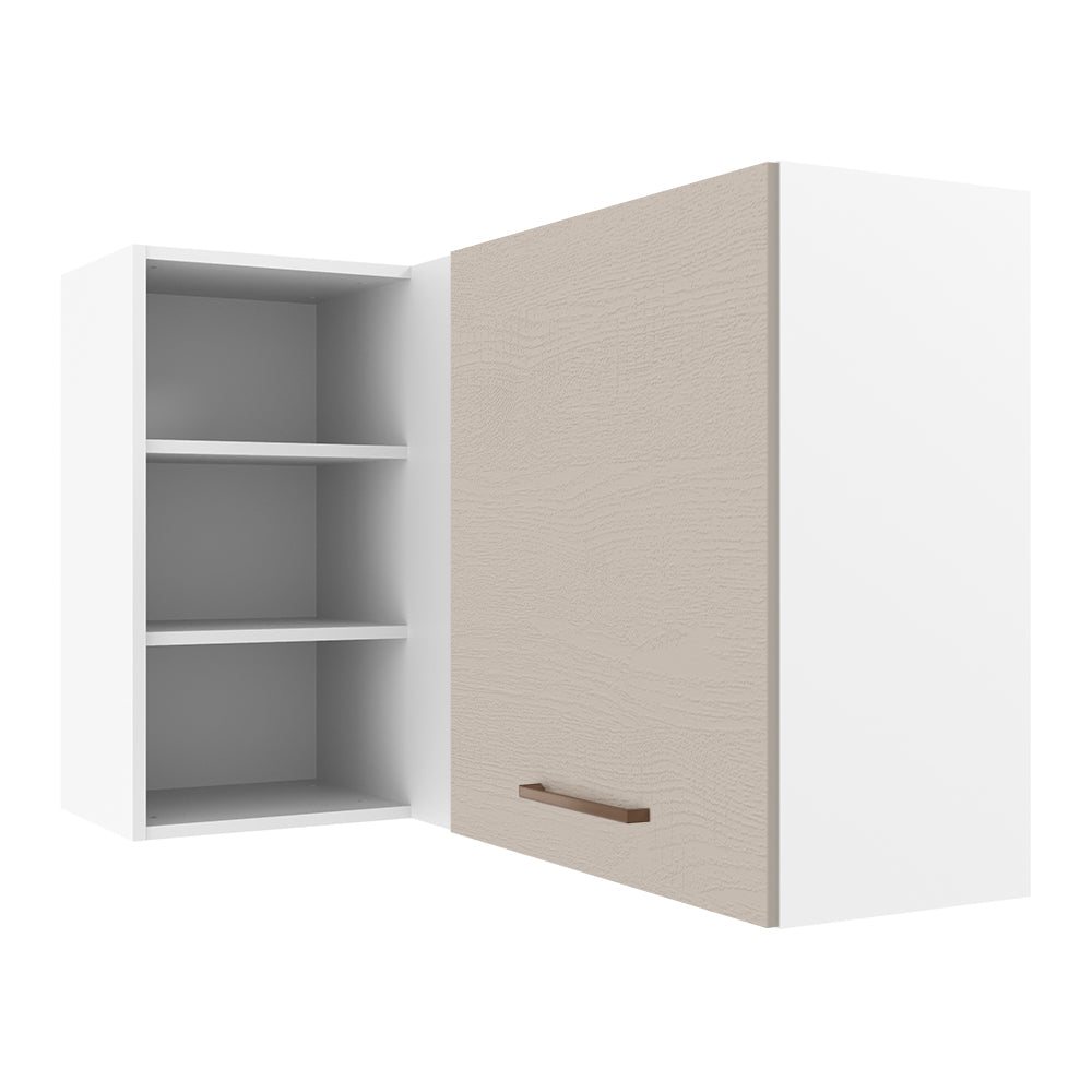 Armário Aéreo de Canto 1 Porta para linha de 60 cm de profundidade Branco/Crema Agata Madesa