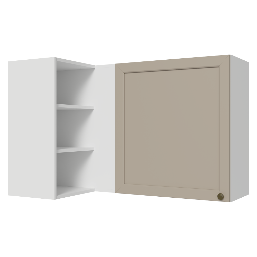 Armário Aéreo de Canto Para Linha 60 cm de Profundidade Branco/Crema Vik Madesa