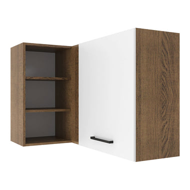 Armário Aéreo de Canto Madesa Agata 1 Porta para linha de 60 cm de profundidade Rustic/Branco