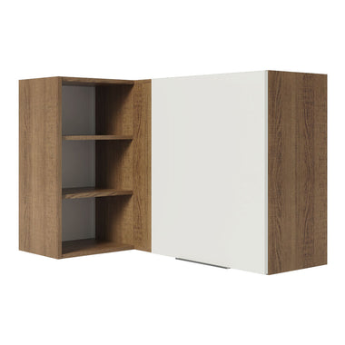 Armário Aéreo de Canto Madesa Stella 1 Porta para linha de 60 cm de profundidade Rustic/Branco