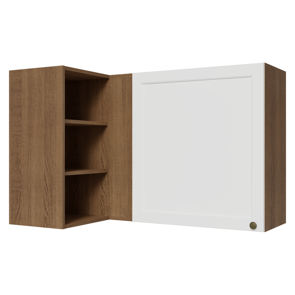 Armário Aéreo de Canto Para Linha 60 cm de Profundidade Rustic/Branco Vik Madesa