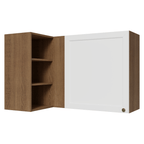 Armário Aéreo de Canto Para Linha 60 cm de Profundidade Rustic/Branco Vik Madesa