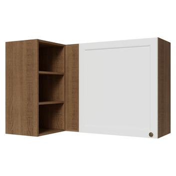 Armário Aéreo de Canto Para Linha 60 cm de Profundidade Rustic/Branco Vik Madesa