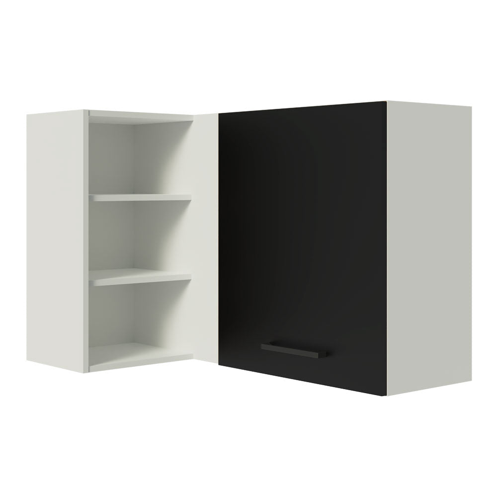 Armário Aéreo de Canto Madesa Agata 1 Porta para linha de 60 cm de profundidade Branco/Preto