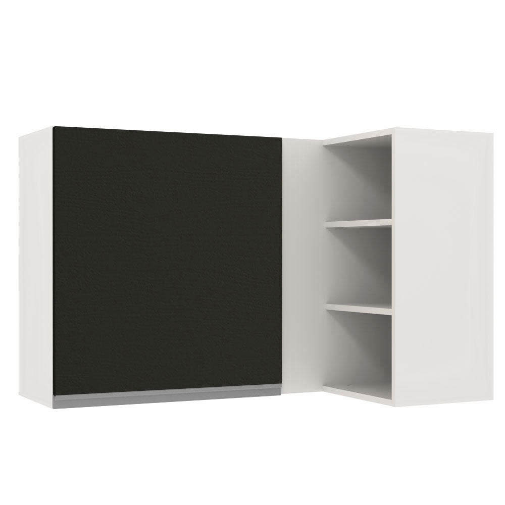 Armário Aéreo de Canto Madesa Glamy 1 Porta para linha de 60 cm de profundidade Branco/Preto