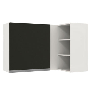 Armário Aéreo de Canto Madesa Glamy 1 Porta para linha de 60 cm de profundidade Branco/Preto