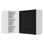 Armário Aéreo de Canto com Adega Acoplada Madesa Lux 1 Porta Branco/Preto