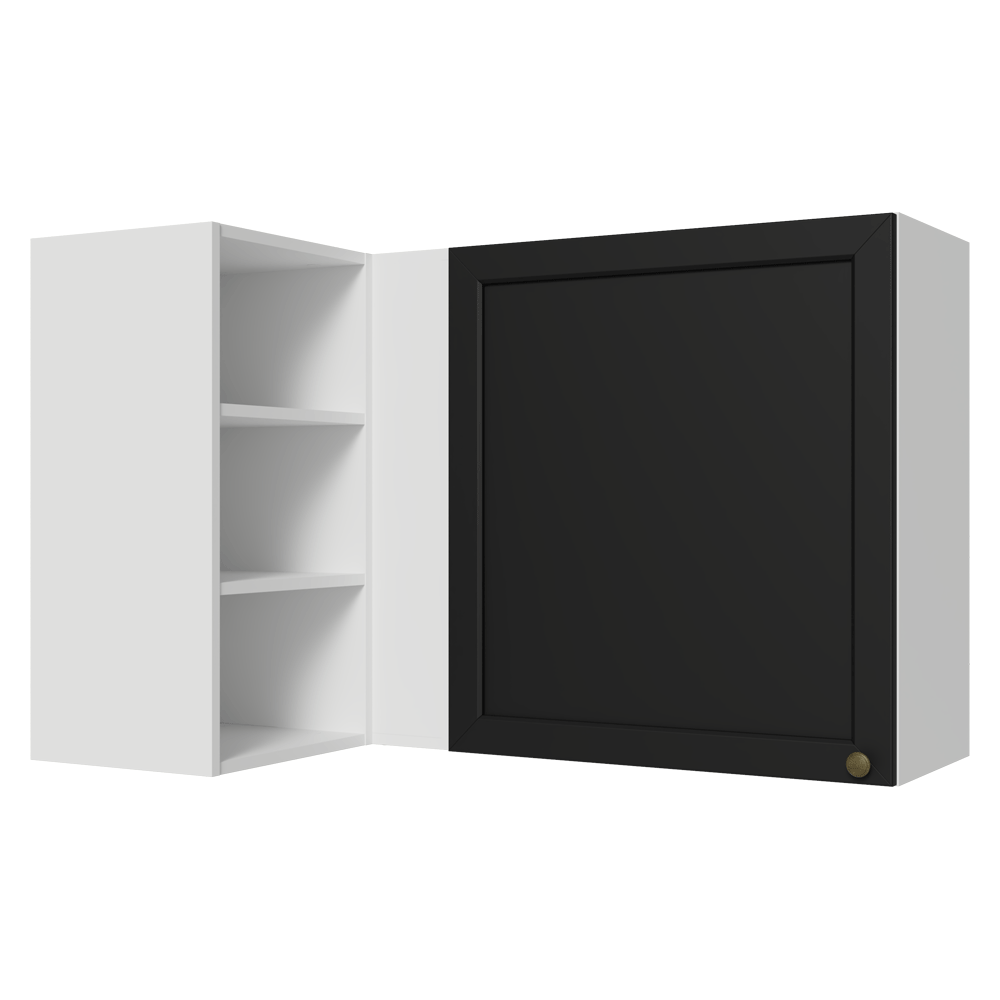 Armário Aéreo de Canto Para Linha 60 cm de Profundidade Branco/Preto Vik Madesa