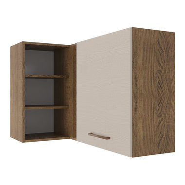 Armário Aéreo de Canto 1 Porta para linha de 60 cm de profundidade Rustic/Crema Agata Madesa