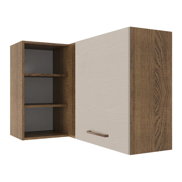Armário Aéreo de Canto 1 Porta para linha de 60 cm de profundidade Rustic/Crema Agata Madesa