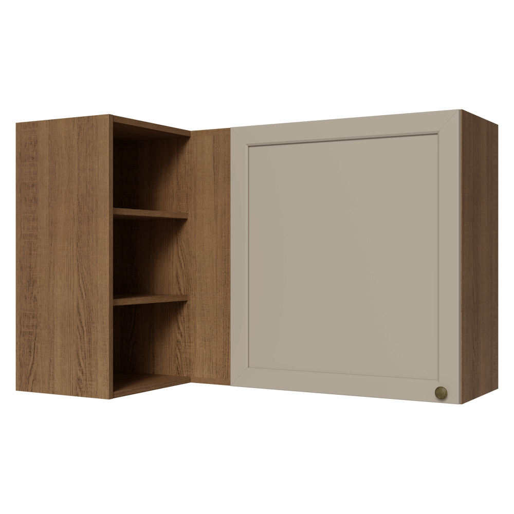 Armário Aéreo de Canto Para Linha 60 cm de Profundidade Rustic/Crema Vik Madesa