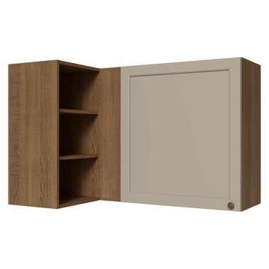 Armário Aéreo de Canto Para Linha 60 cm de Profundidade Rustic/Crema Vik Madesa
