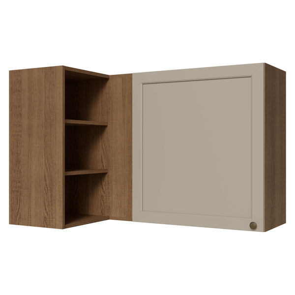 Armário Aéreo de Canto Para Linha 60 cm de Profundidade Rustic/Crema Vik Madesa