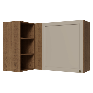 Armário Aéreo de Canto Para Linha 60 cm de Profundidade Rustic/Crema Vik Madesa