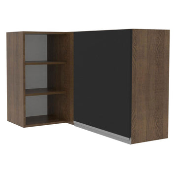 Armário Aéreo de Canto Madesa Glamy 1 Porta para linha de 60 cm de profundidade Rustic/Preto