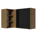 Armário Aéreo de Canto com Adega Acoplada Madesa Lux 1 Porta Rustic/Preto